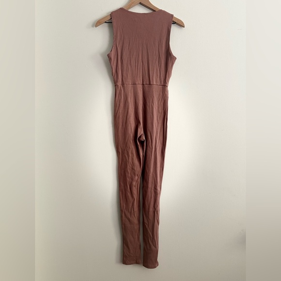 NWT Naked Wardrobe All Snatched Bustier Ribbed Tan Nude Jumpsuit Size Large - Picture 4 of 6